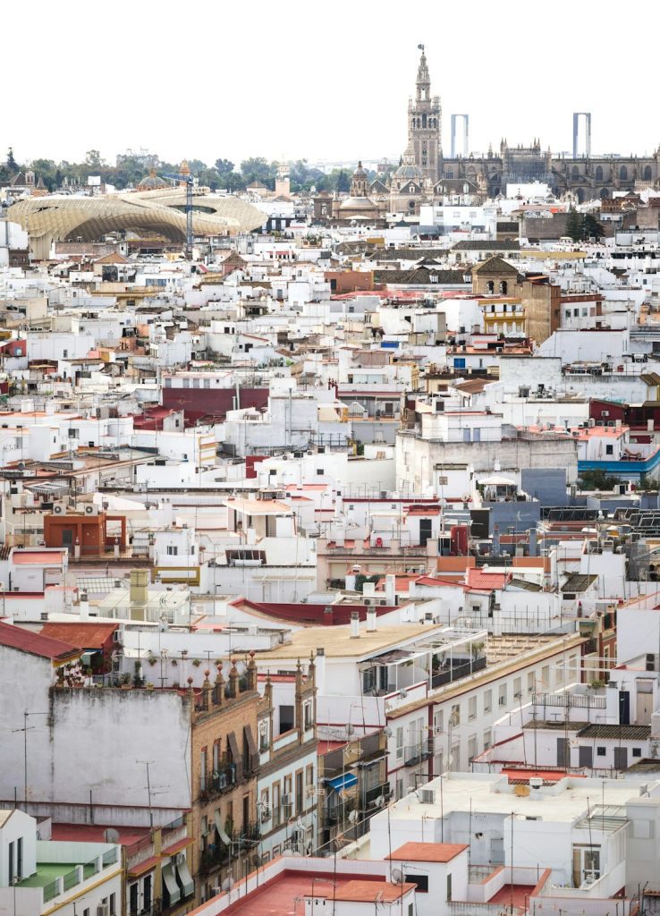 Vista aérea de Sevilla para organizar el viaje